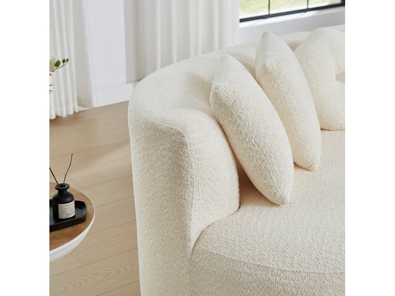 Canapé modulable 3 places en chenille beige, 2 modules avec 6 coussins  - Conforama E