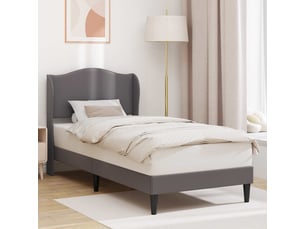 Lit adulte, lit simple, cadre de lit avec tête de lit gris 90x200cm simili cuir cf2680