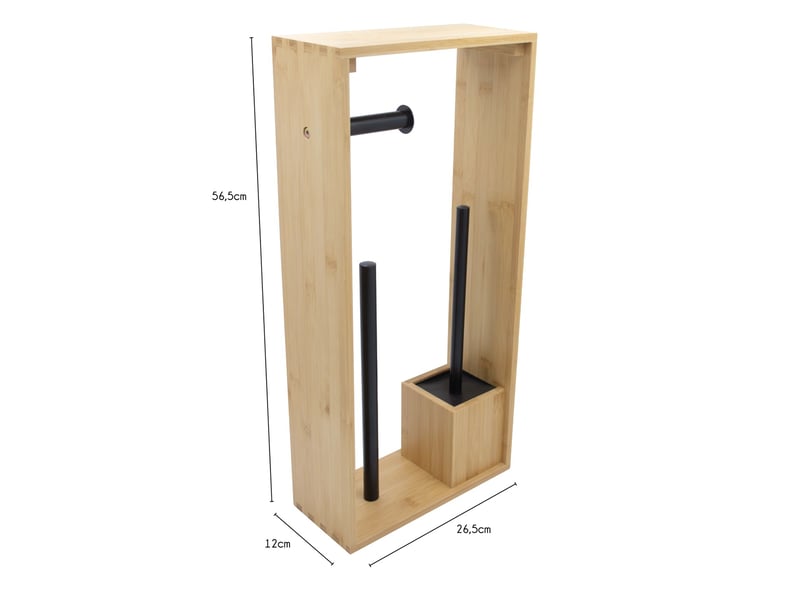 Porte-papier toilette brosse bambou couleur noir 26,5 x 12 x 56,5 cm 50805 - Conforama C