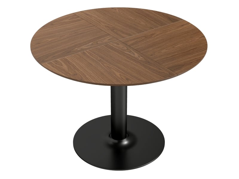 Table à manger ronde 110 cm – marron décor bois – 6 personnes, pied central acier, charge maximale 30 kg - Conforama A