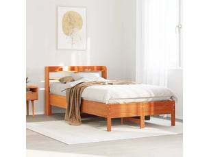 Lit adulte, lit simple, cadre de lit sans matelas marron 100x200cm bois pin massif cf13173