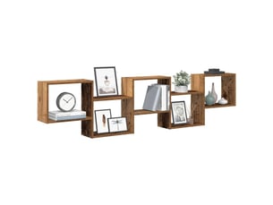 Étagère cube murale 5 compartiments vieux bois bois ingénierie cf41351