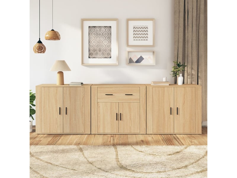  Buffets 3 pcs - bahut - meuble de rangement chêne sonoma bois d'ingénierie  - Conforama B