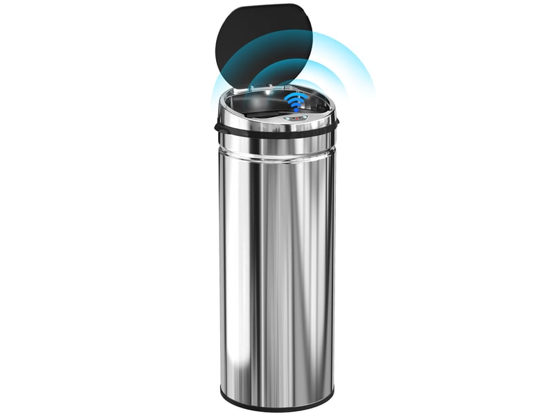  Poubelle automatique à capteur infrarouge 50 l en métal inoxydable ø 30,5 x h 81,5 cm  - Conforama B