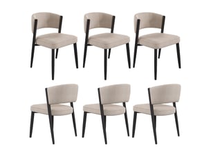 Chaise de salle à manger en tissu chenille avec mousse 25d, dossier incurvé et pieds métalliques, lots de 2, 4 ou 6