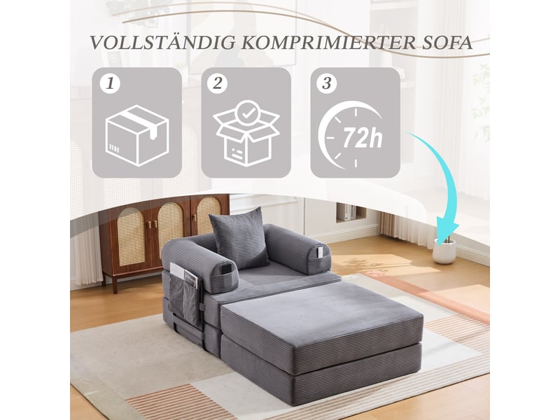  Canapé droit fixe 1 place tissu gris foncé canapé compressible - Conforama E