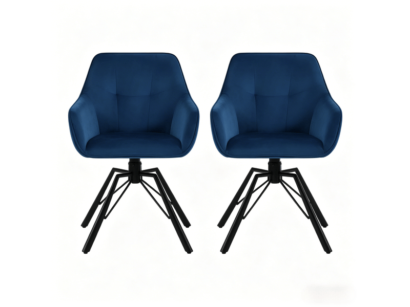  Lot de 2 chaises de salle à manger pivotantes à 360°, en velours bleu  - Conforama A