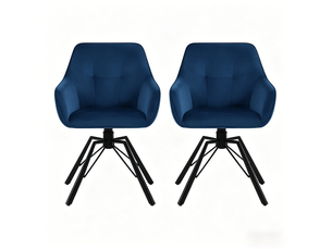 Lot de 2 chaises de salle à manger pivotantes à 360°, en velours bleu