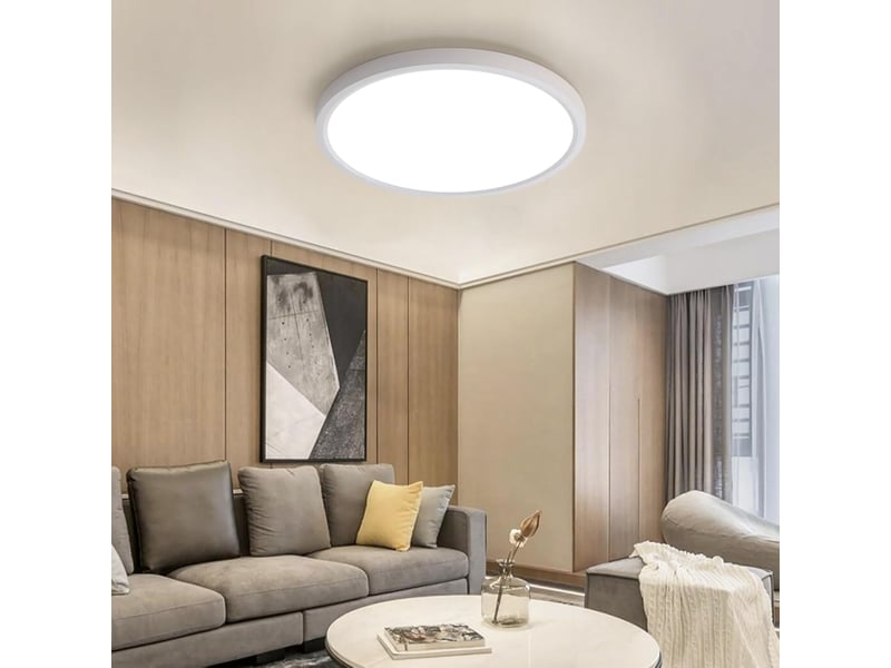  Plafonnier led rond 72 w à intensité variable avec télécommande (3000 k – 6000 k) – luminaire ultra-plat pour salon.  - Conforama B