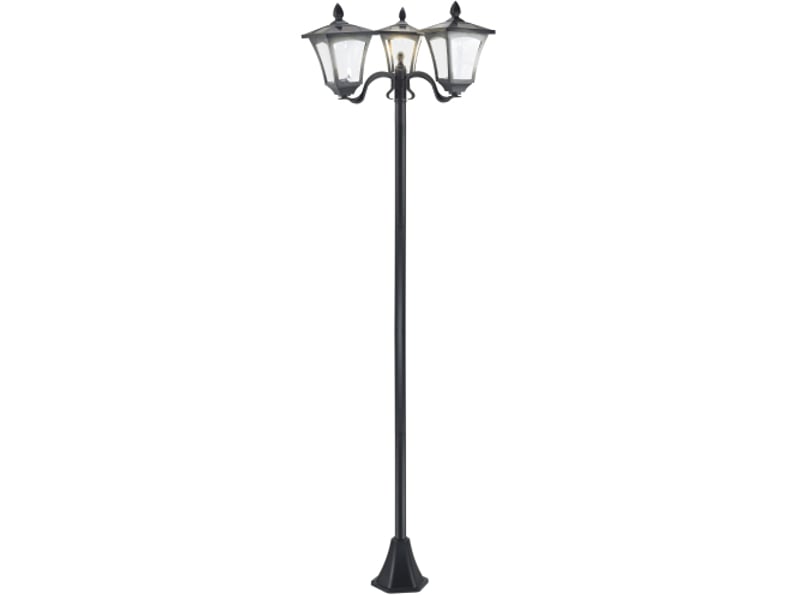  Lanterne solaire de jardin 3 feux led 120 lm, inox noir, 51,5 x 47 x 182,5 cm, ip44  - Conforama A