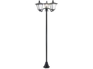 Lanterne solaire de jardin 3 feux led 120 lm, inox noir, 51,5 x 47 x 182,5 cm, ip44