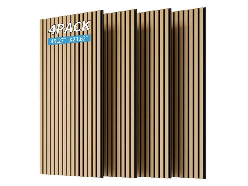  Panneaux muraux acoustiques 115 x 60 cm blanc chêne, mdf et polyester, lot de 4 pour murs et plafonds  - Conforama D