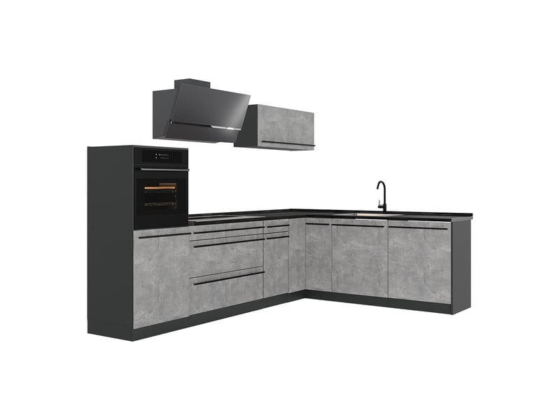  Vicco cuisine en angle, bétonanthracite, 287 x cm plan de travail anthracite  - Conforama A