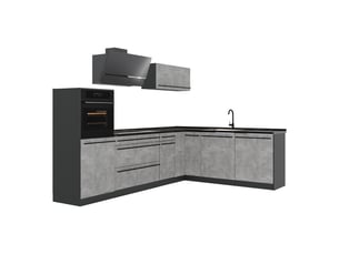 Vicco cuisine en angle, bétonanthracite, 287 x cm plan de travail anthracite
