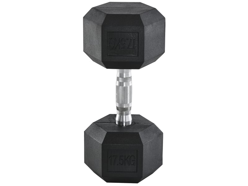  Haltère hexagonal fixe 17,5 kg – noir – poignée moletée antidérapante pour entraînement musculaire  - Conforama A