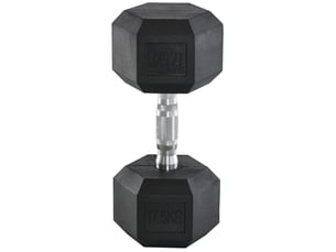 Haltère hexagonal fixe 17,5 kg – noir – poignée moletée antidérapante pour entraînement musculaire