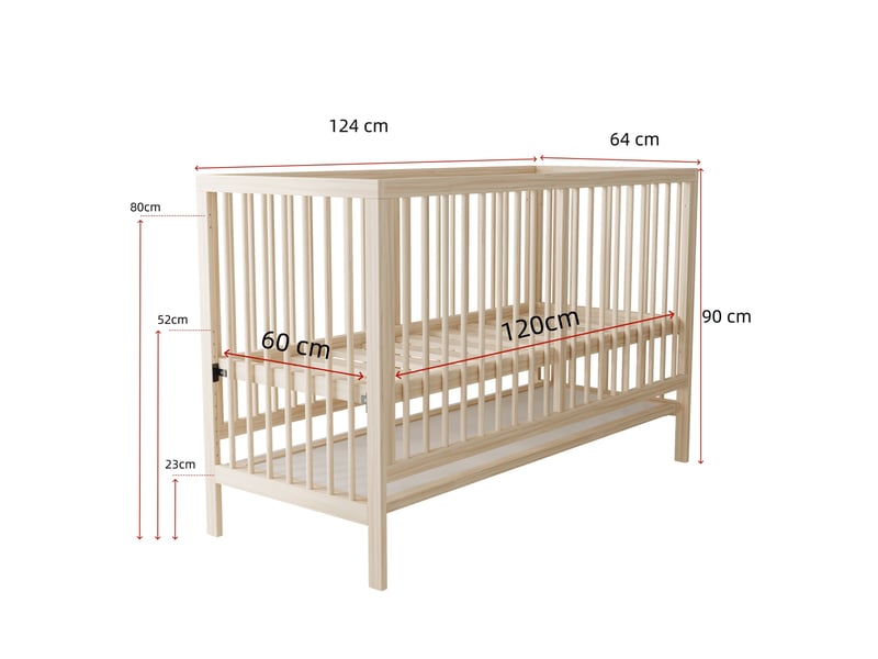  Lit bébé  60 x 120 cm -lit multifonctionnel 5 en 1 60 x 120- hauteur réglable - bureau et chevalet convertibles - bois - beige  - Conforama C