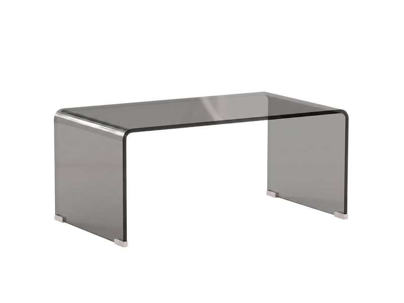  Table basse en verre, table de salon rectangulaire design moderne avec arrondis bords sûrs, gris clair transparent  - Conforama B
