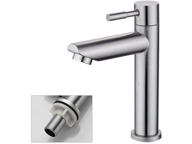 Robinet salle bain eau froide uniquement lavabo surface chromé en cuivre durable robinetterie lave mains cartouche mousseur démontable pour nettoyer  - Conforama D