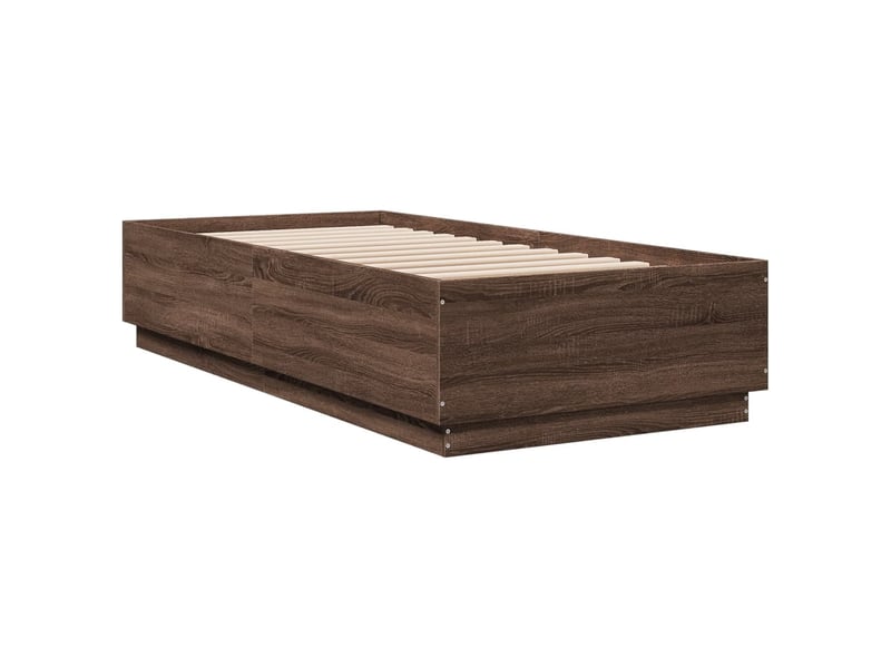  Lit simple- lit adulte -  cadre de lit avec led sans matelas chêne marron 100x200 cm  - Conforama B