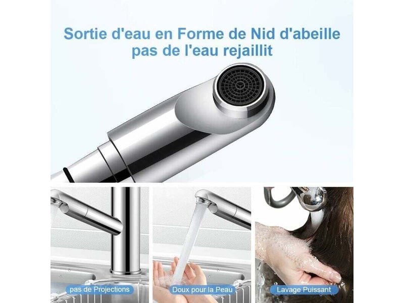  Mitigeur lavabo extractible – poignée unique, trou unique, chaudfroid, finition argent. Idéal pour salle de bain.  - Conforama E
