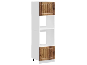 Lot de 2 armoires à four classiques bois d'ingénierie pour cuisine 60 x 57 x 207 cm avec pieds réglables en bois ancien 02_0055714