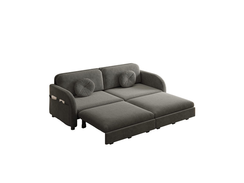  Canapé convertible 2 places 3-en-1, canapé-lit queen size avec poches latérales, coussins mobiles, tissu chenille gris, 166 x 84 x 90 cm  - Conforama A
