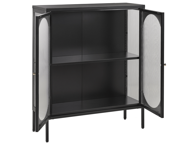  Buffet avec vitrine en verre sarre 90 cm métal noir  - Conforama E