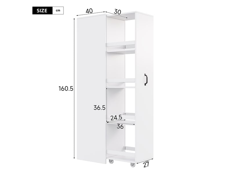  Bibliothèque étroite à roulettes 40 x 30 x 160,5 cm homvra  - Conforama E