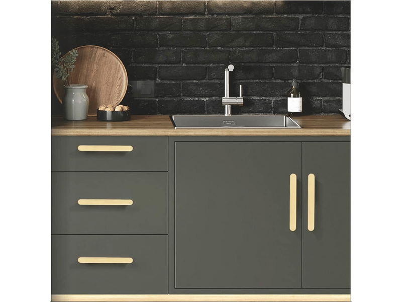  6 pièces de poignées d'armoire de cuisine dorées en laiton brossé doré, espacées de 128 mm - poignées d'armoire, poignées de meubles  - Conforama E
