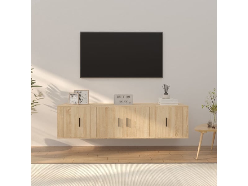  Ensemble de meubles tv 3 pcs chêne sonoma bois d'ingénierie shl55558  - Conforama B