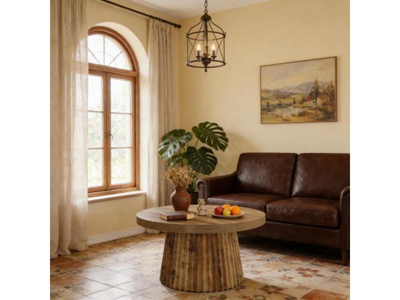  Table basse ronde en mdf marron aspect bois ø80x45 cm  - Conforama E