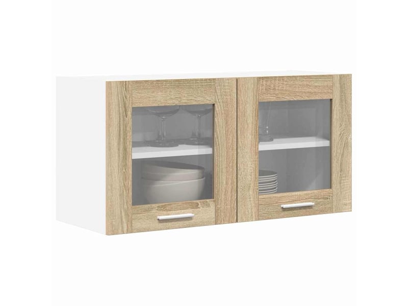  Meuble de rangement cuisine, armoire suspendue chêne sonoma et blanc 80x31x40cm  - Conforama C