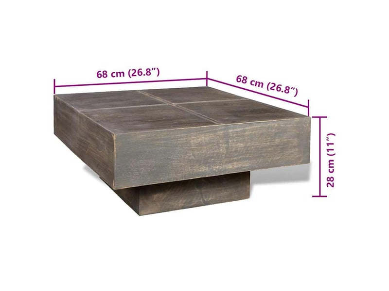  Table basse - table de salon - table à thé carrée marron foncé bois massif de manguier  - Conforama E