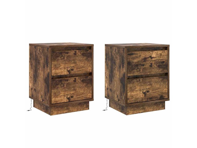  Table de chevet - cabinet de chevet - table de nuit 2 pc chêne fumé 39 x 34,5 x 50 cm  - Conforama A