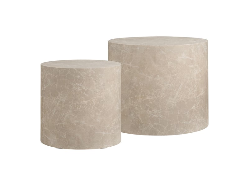  Lot de 2 tables basses prague rondes effet marbre beige  - Conforama B