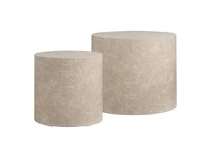 Lot de 2 tables basses prague rondes effet marbre beige