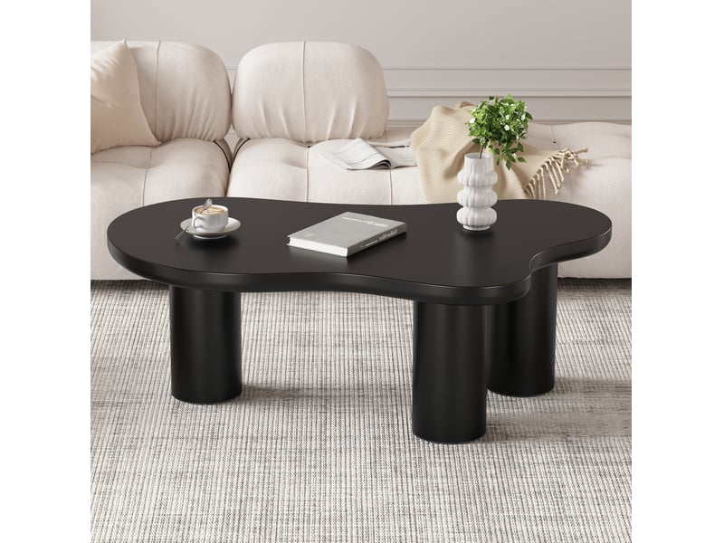  Table basse forme nuage 107x66x40.5 cm en mdf et pvc noir  - Conforama D