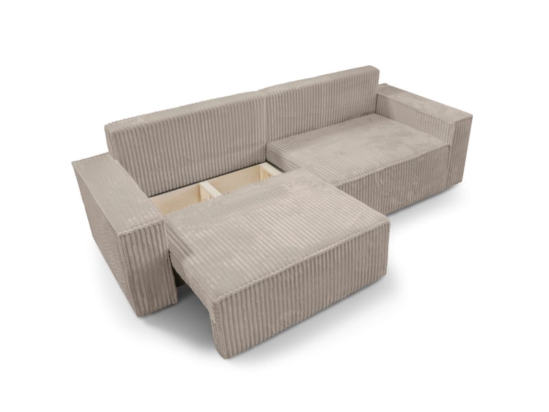 Farah - canapé droit 3 places convertible en velours cotelé épais - Conforama D