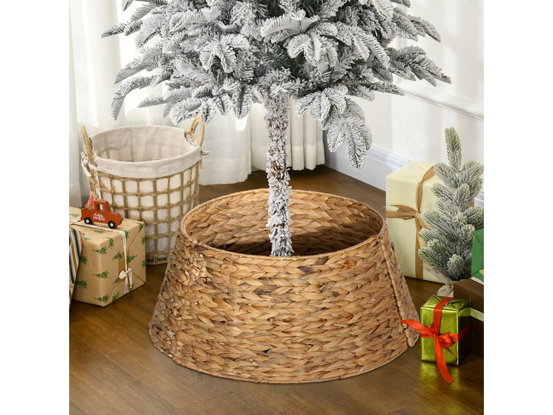  Revêtement pour support de sapin de noël, style rustique, motif tissé, jacinthe d'eau, renfort métallique  - Conforama C