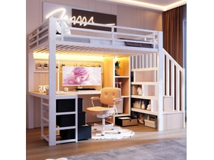 Lit avec rangement 90x200 cm ELVMI coloris blanc