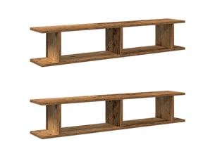 Lo de 2 étagère murale, étagères de rangement vieux bois 105x18x20cm bois d'ingénierie