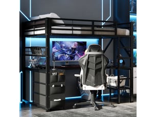 Lit mezzanine 90x200 cm <strong>OKMYHOME</strong> <strong></strong> coloris noir