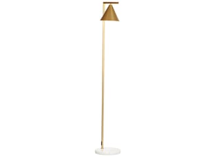 Lampadaire sur pied salon en acier avec abat-jour conique orientable base marbre 40w 35 x 26 x 153 cm doré