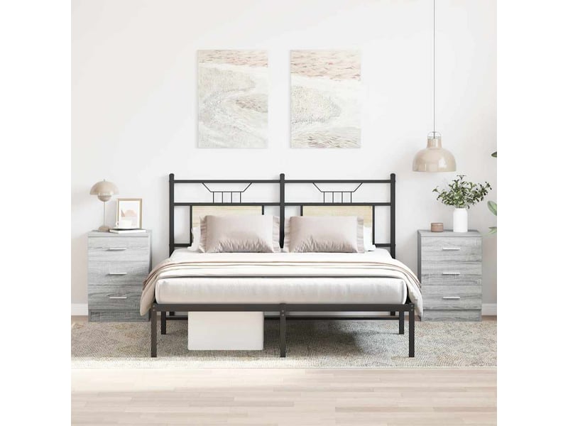  Vidaxl table chevet 2pcs sonoma gris bois meuble rangement 38x35x56cm chambre coucher  - Conforama B