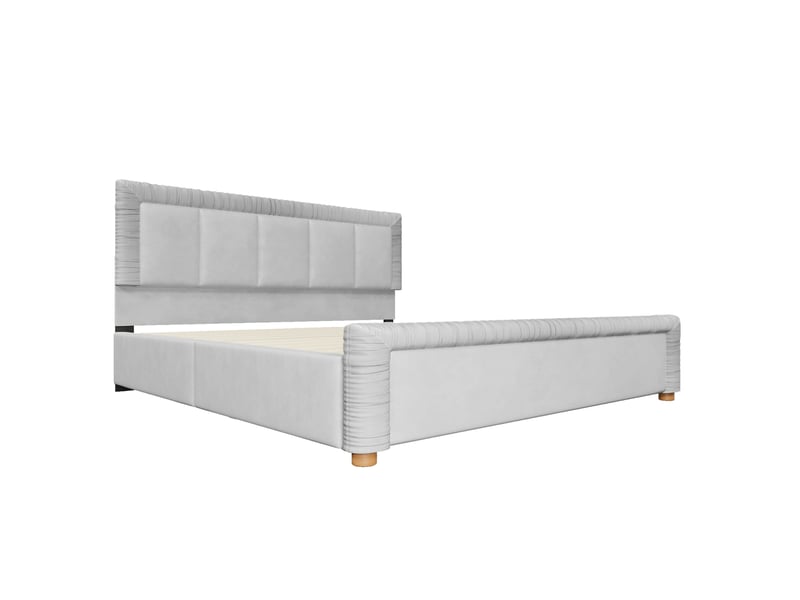  Lit 2 places 180x200 cm – gris – 2 tiroirs modulables en velours français, tête et pied capitonnés – sans matelas  - Conforama E