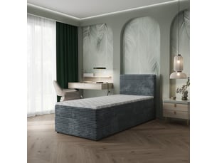 Lit avec rangement 100x200 cm <strong>MASSENO</strong> <strong></strong> coloris gris