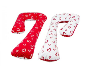 Coussin d'accouchement prepost natal coeurs blancs sur fond rouge - coeurs rouges sur f