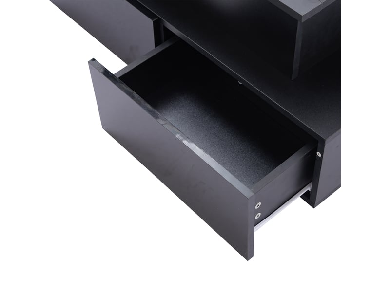  Table basse plateau relevable brillant rectangulaire en panneaux de particules avec lumière led et 4 tiroirs,noir table basse noir - Conforama E
