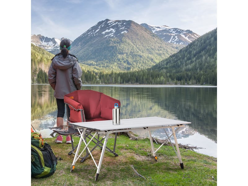  Table de jardin, table pliante table de camping aluminium gris 120x70x73cm  - Conforama C
